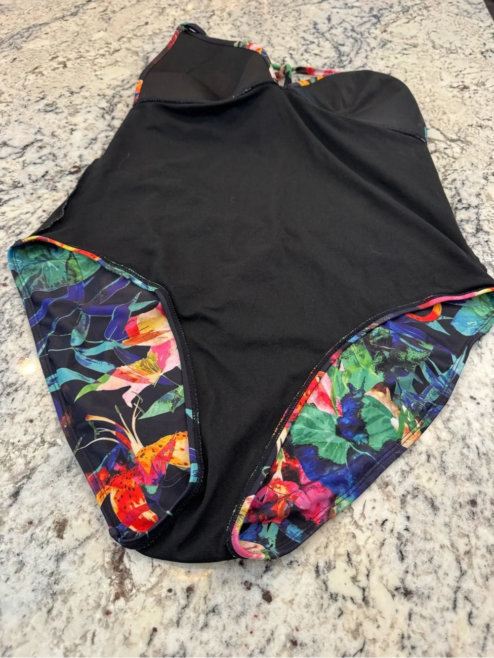 Old Navy Tropical Floral One Piece Swimsuit XL Halter Tummy Control